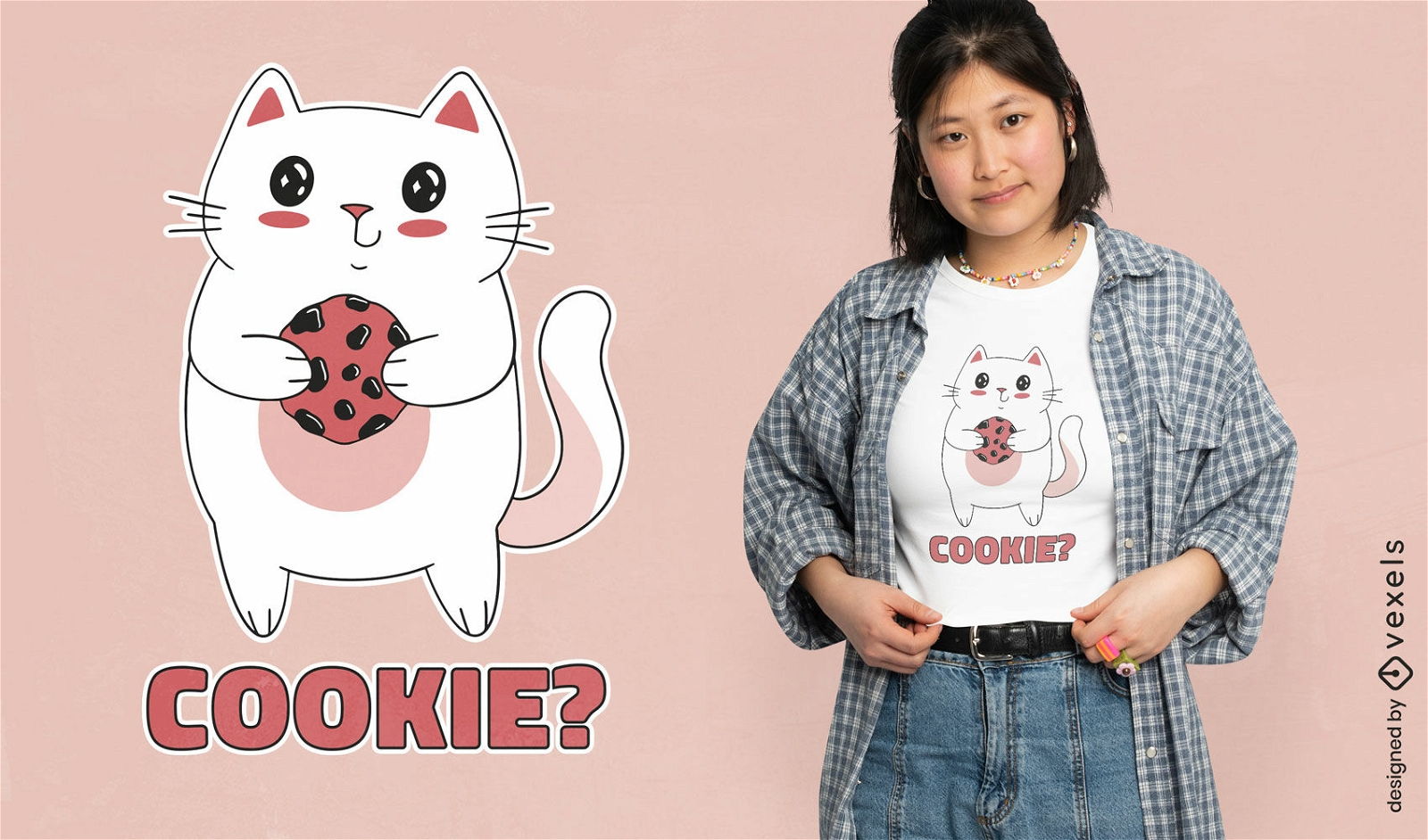 Design de camiseta de gato de biscoito fofo