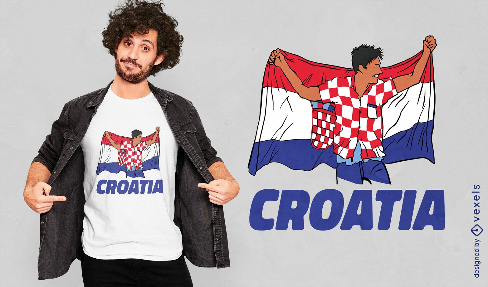 Dise?o de camiseta de aficionado al f?tbol de Croacia