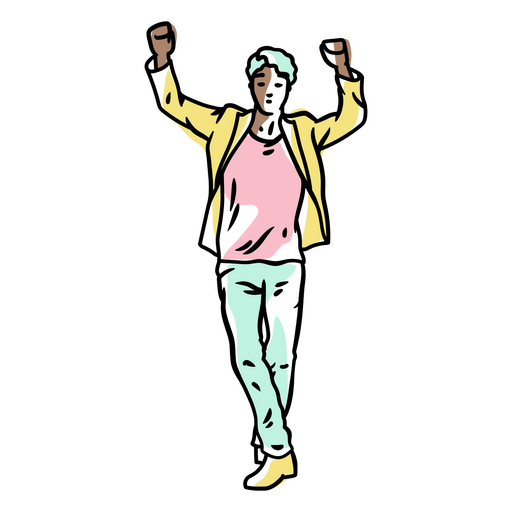 Illustration of a man with his arms raised in the air PNG Design