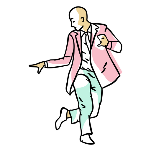 Illustration of a man in a pink jacket PNG Design