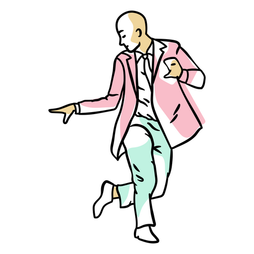 Ilustración de un hombre con una chaqueta rosa Diseño PNG