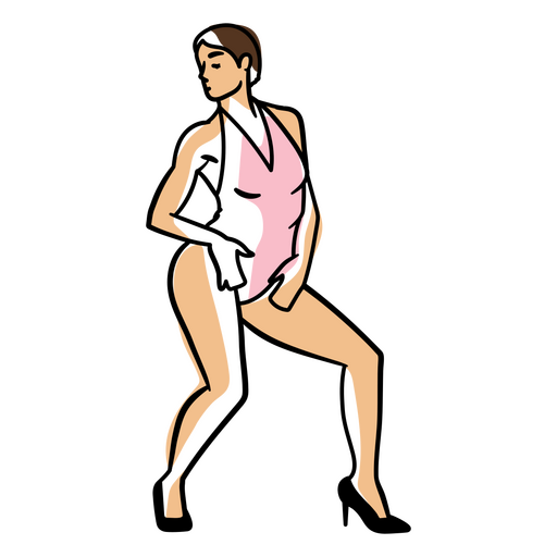 Illustration of a woman in a pink bathing suit PNG Design