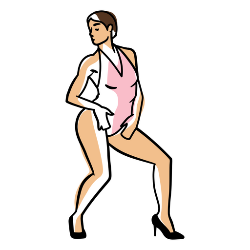 Ilustración de una mujer en traje de baño rosa Diseño PNG