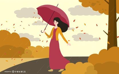 Autumn Woman Vector Download