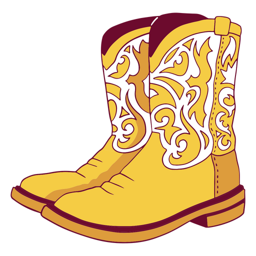 Pair of yellow cowboy boots PNG Design