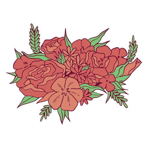 Ramo de flores de color rosa oscuro Diseño PNG