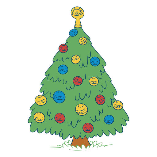 Cartoon-Weihnachtsbaum mit Kugeln darauf PNG-Design