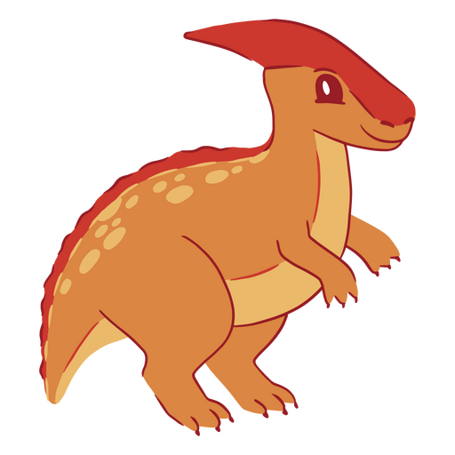 Dinosaurio de dibujos animados con la cabeza roja Diseño PNG
