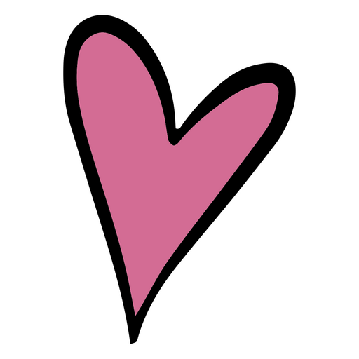 Corazón rosa con negro. Diseño PNG