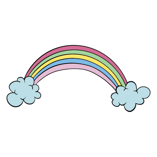 Doodle arco-íris com nuvens Desenho PNG