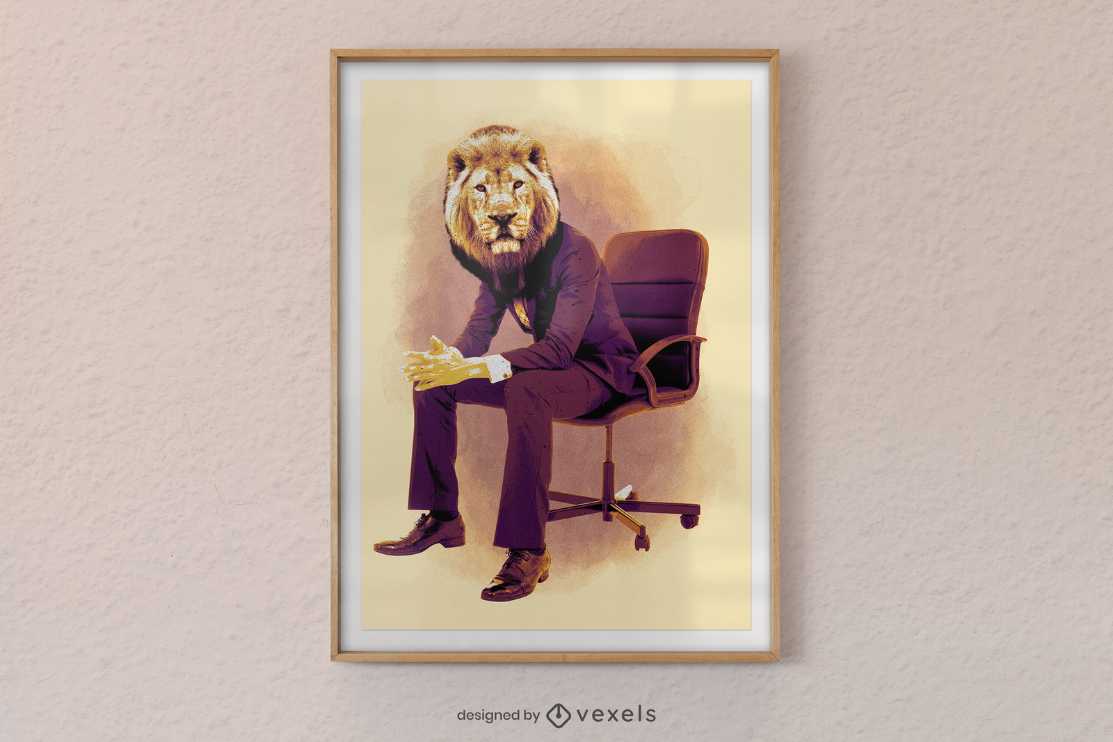 León animal hombre en diseño de cartel de traje