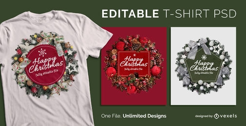 Christmas garlands scalable t-shirt psd