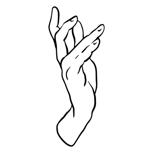 Imagem em preto e branco de uma mão fazendo um gesto Desenho PNG