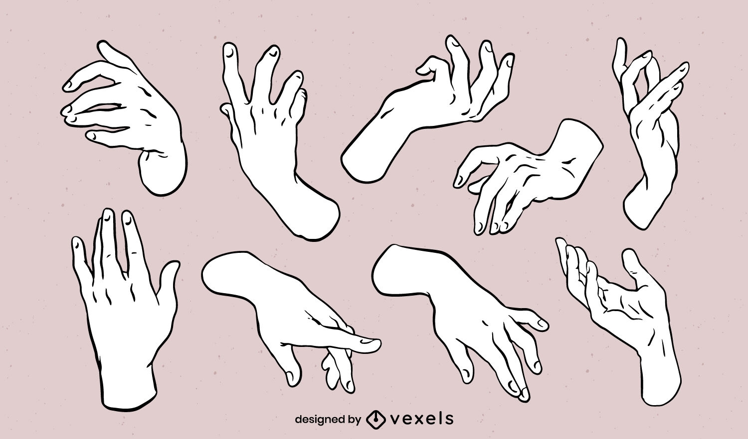 Hände posieren für Anatomie-Zeichensatz
