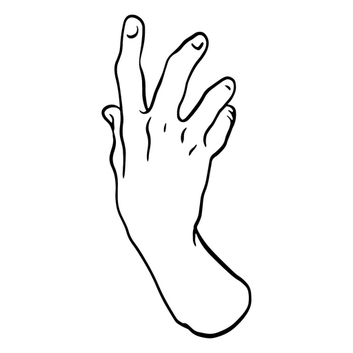 White hand with fingers up PNG Design