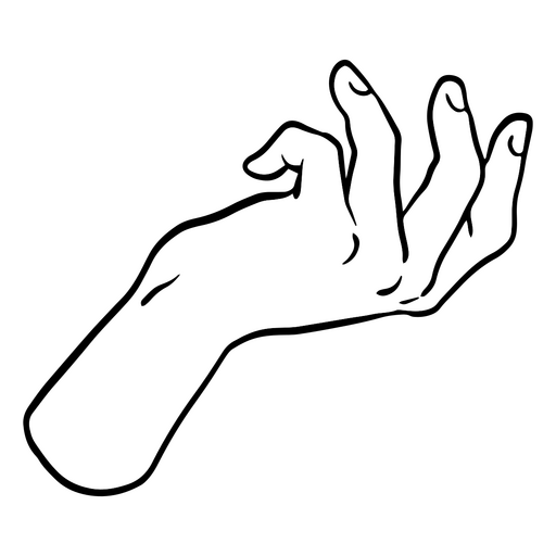 Weiße Hand streckt Strich aus PNG-Design