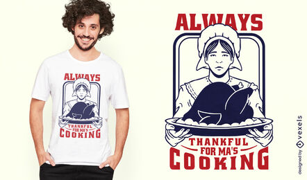 Frau mit Truthahn für Thanksgiving-T-Shirt-Design