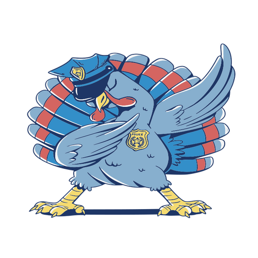 Cartoon turkey in a police uniform PNG Design