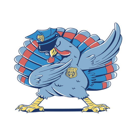 Pavo de dibujos animados con uniforme de policía Diseño PNG