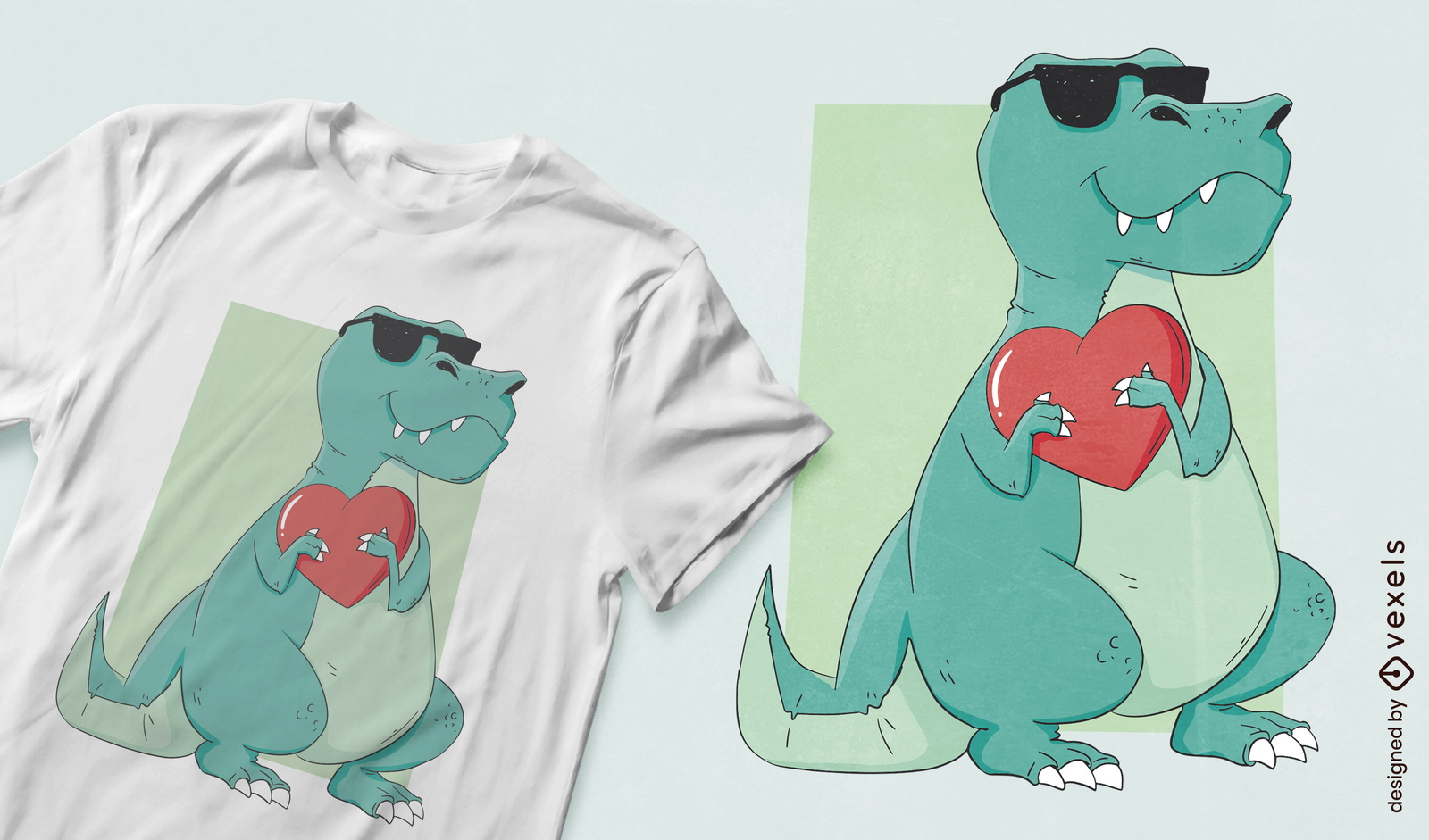 Dinosaurio T-rex con diseño de camiseta de corazón.