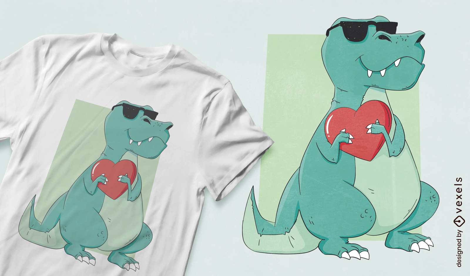 T-rex dinosaur with heart t-shirt design