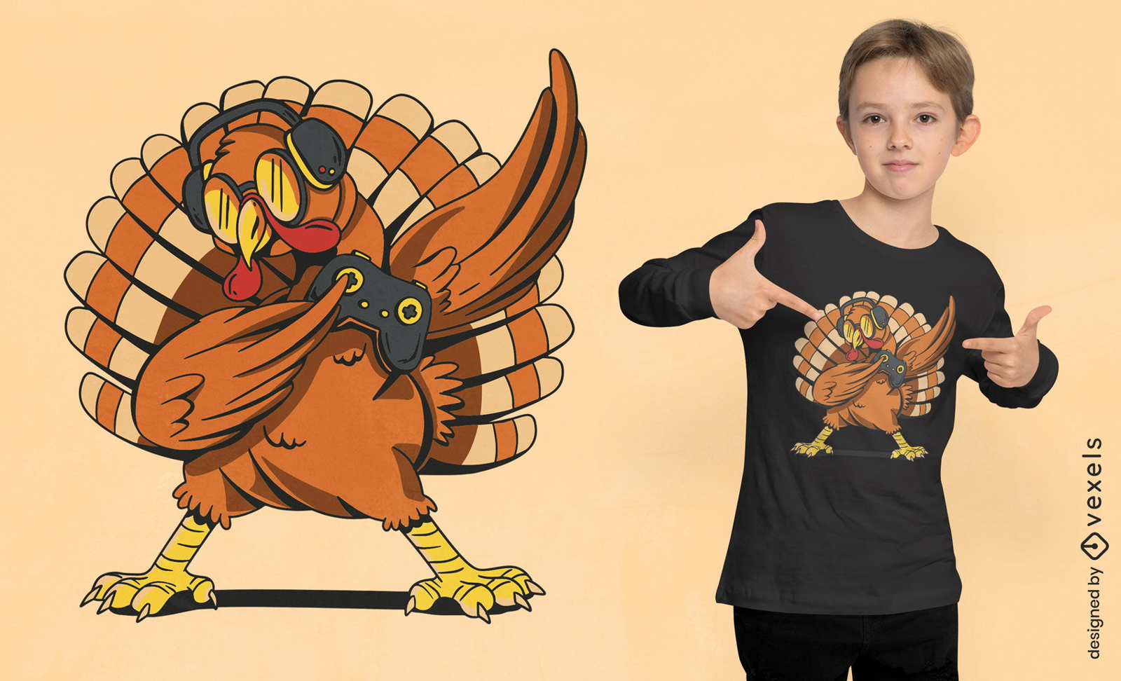 Turkey with joystick t-shirt design