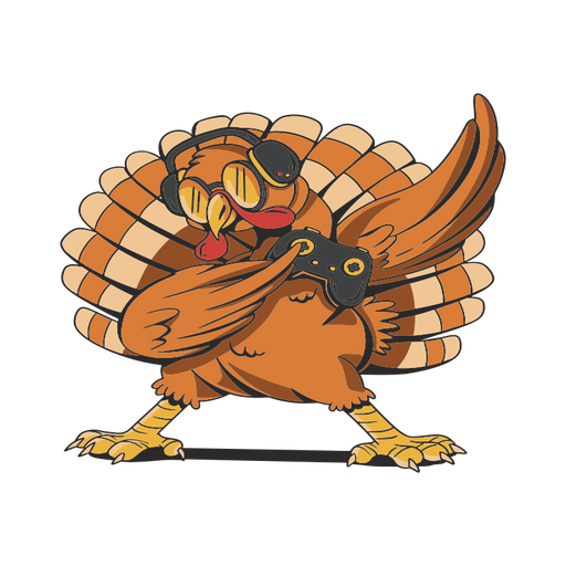 Cartoon turkey with a ps4 controller PNG Design