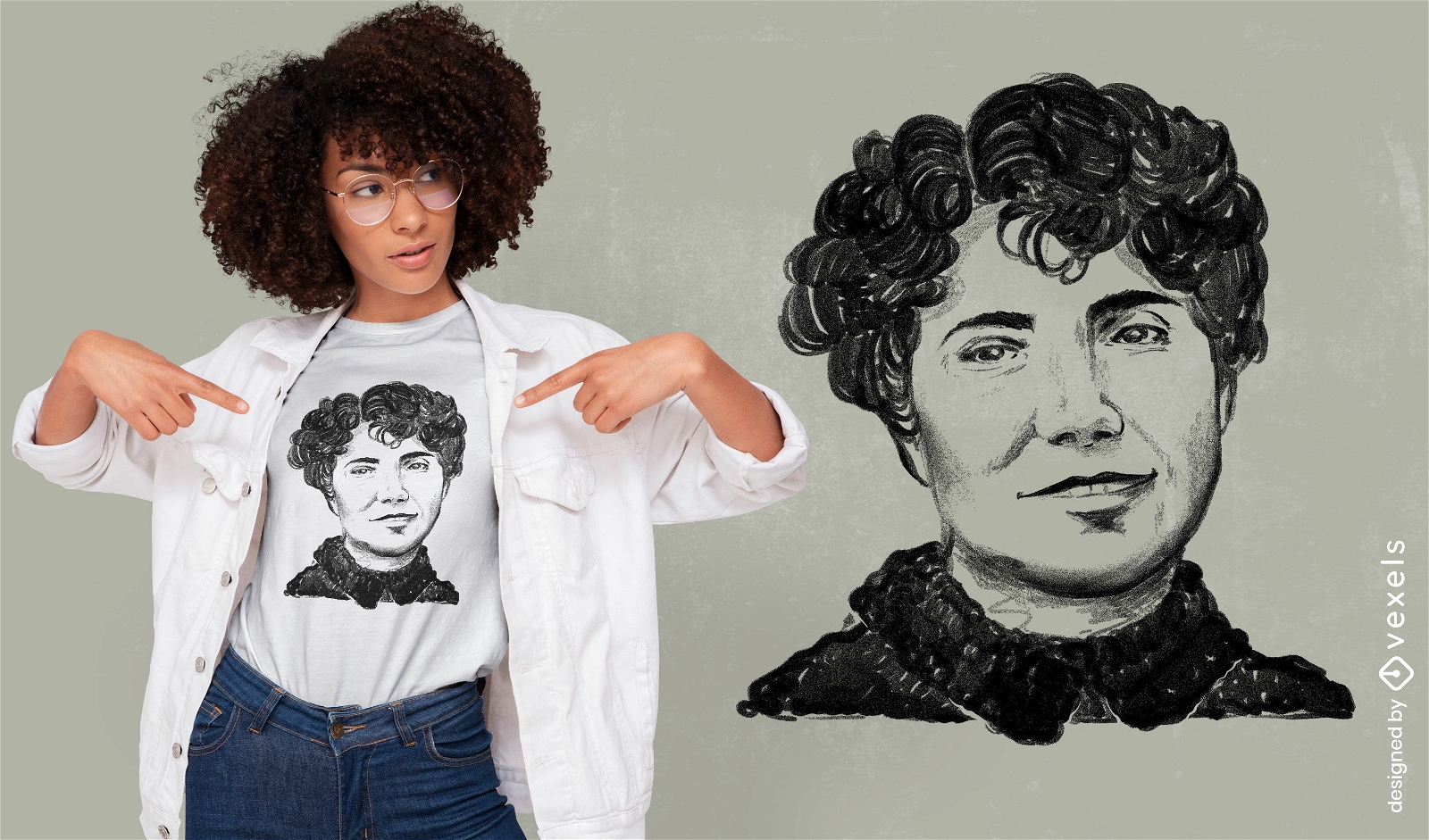 Design de t-shirt com retrato Rosalia de Castro
