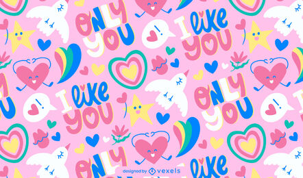 Love Cartoon Pattern Design Vector Download