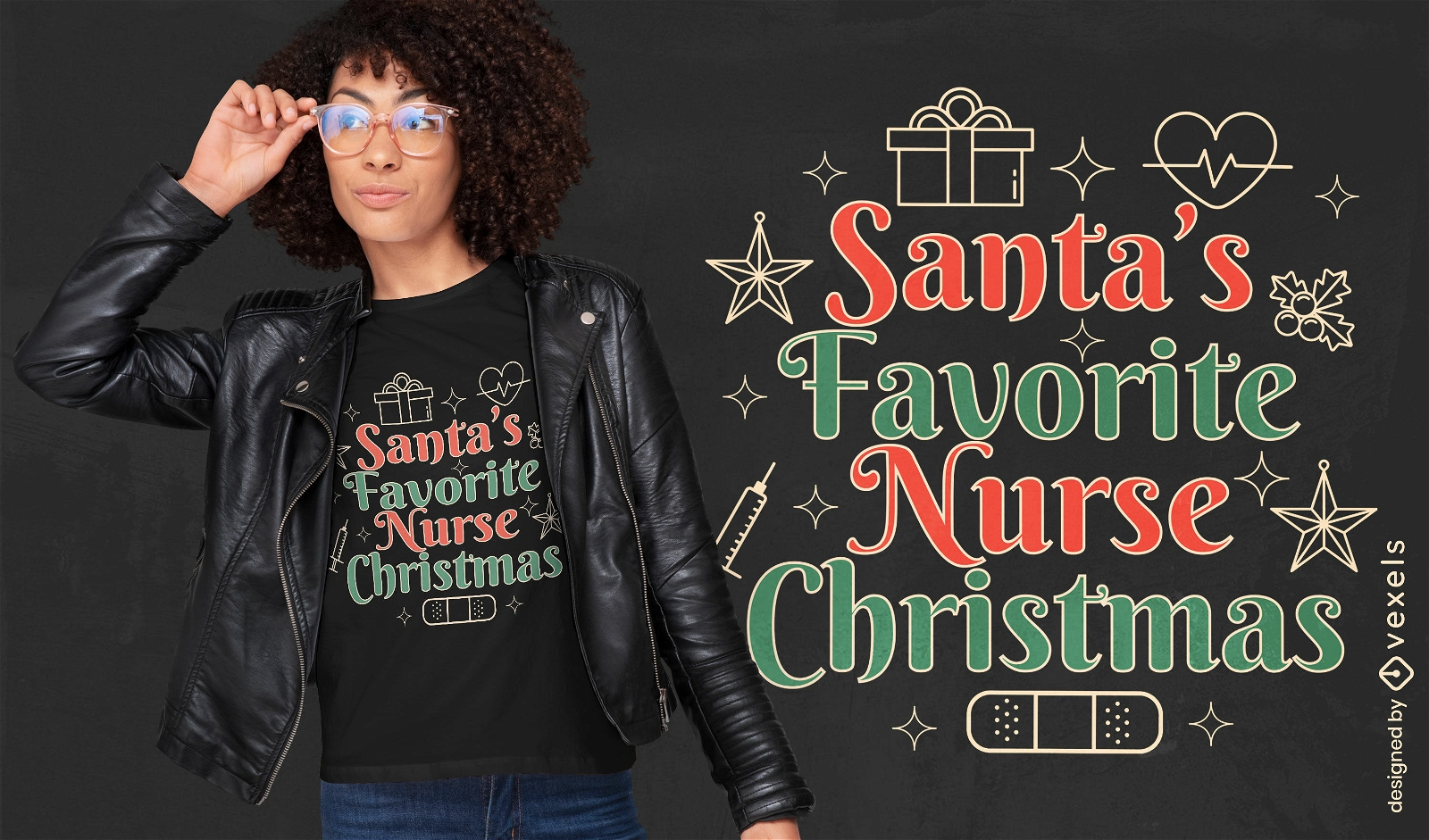 Dise?o de camiseta de letras de enfermera de navidad