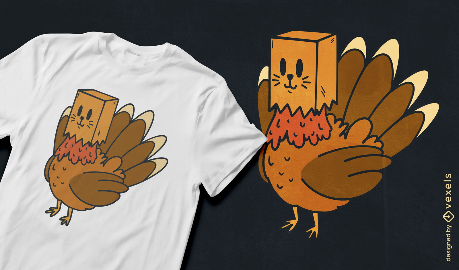 Truthahn mit Katzenkostüm-T-Shirt-Design