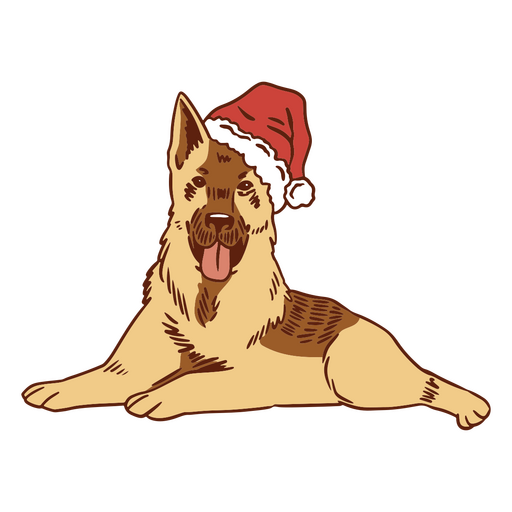 Cão pastor alemão usando um chapéu de Papai Noel Desenho PNG