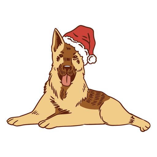 Deutscher Schäferhund mit Weihnachtsmütze PNG-Design