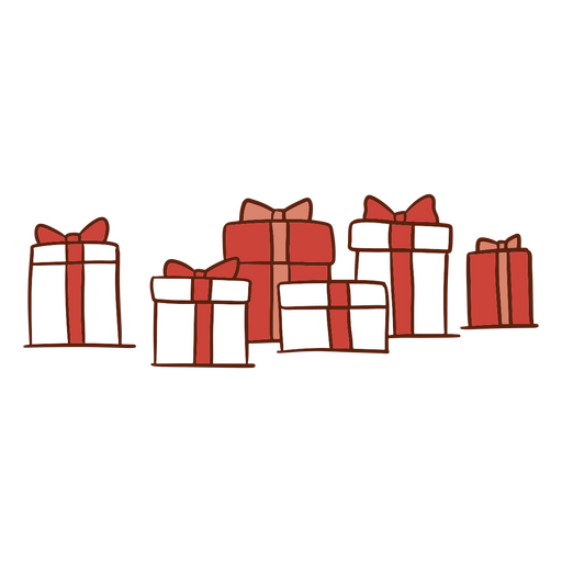 Grupo de cajas de regalo rojas y blancas. Diseño PNG
