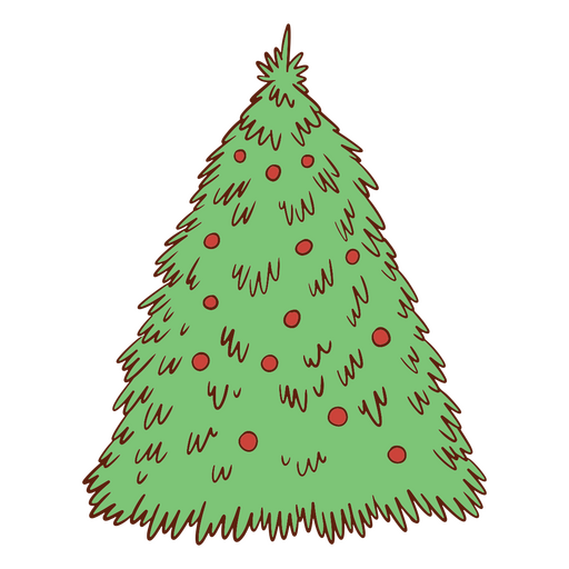 Doodle de ?rbol de Navidad verde Diseño PNG