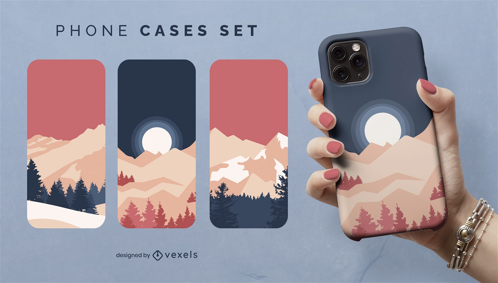 Mountain nature landscape phone case set