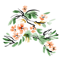 Acuarela china floral Diseño PNG