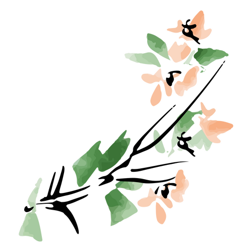 planta de flor de acuarela china Diseño PNG