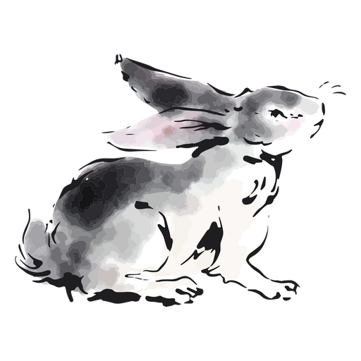 Watercolor rabbit sitting looking up PNG Design