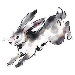 Watercolor Illustration Of A Rabbit Running PNG & SVG Design For T-Shirts