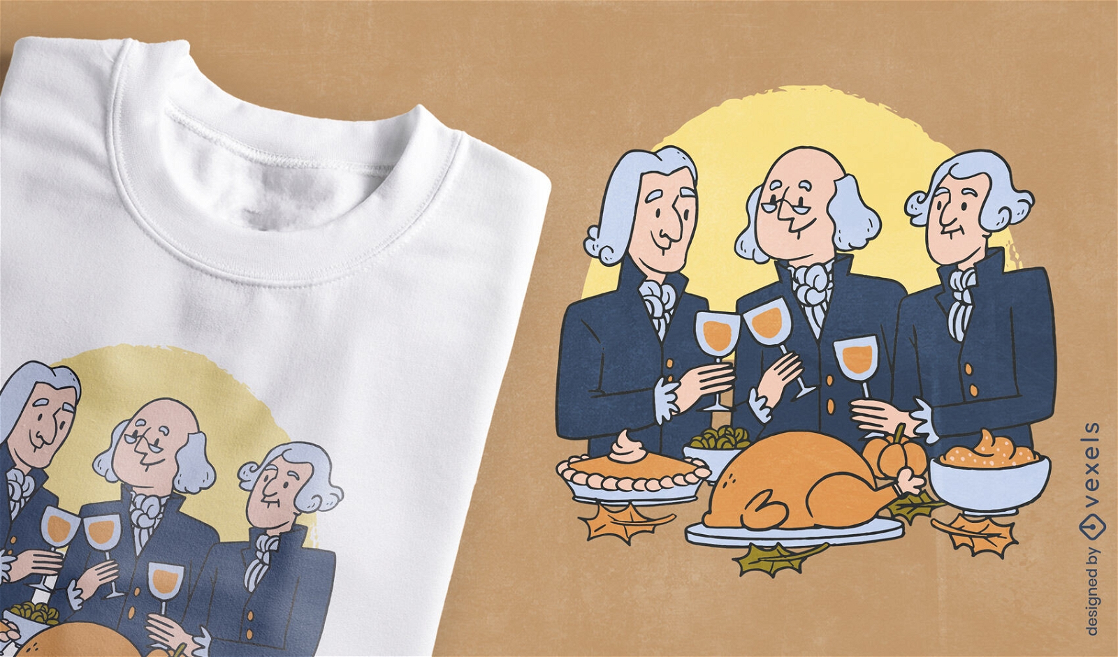 Thanksgiving founding fathers t-shirt design 