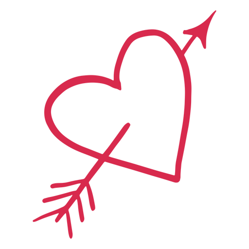 Coração vermelho com uma flecha nele doodle Desenho PNG