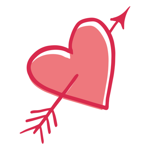 Heart with an arrow in it pink and red PNG Design