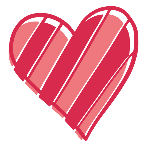 Corazón rojo con rayas. Diseño PNG