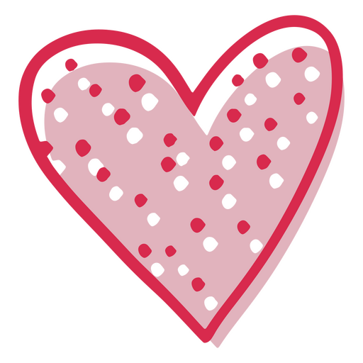 Corazón rosa con doodle de lunares Diseño PNG