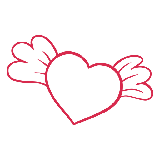 Corazón de garabato con alas Diseño PNG