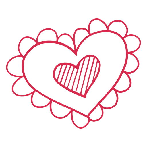 Red heart with lace doodle PNG Design