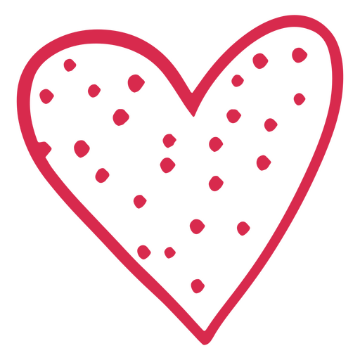 Corazón rojo con doodle de lunares Diseño PNG
