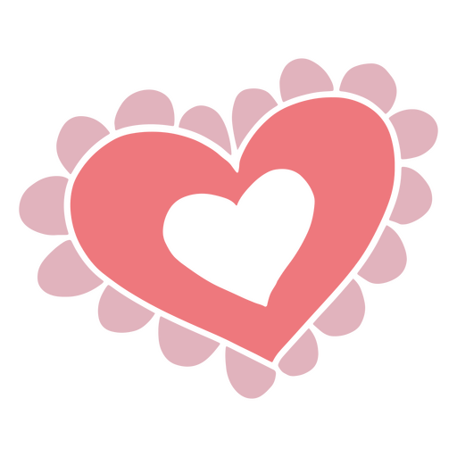 Corazón rosa con flores. Diseño PNG