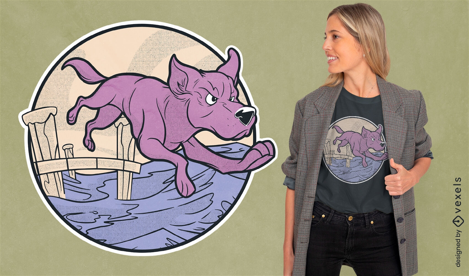 Dog dock diving t-shirt design